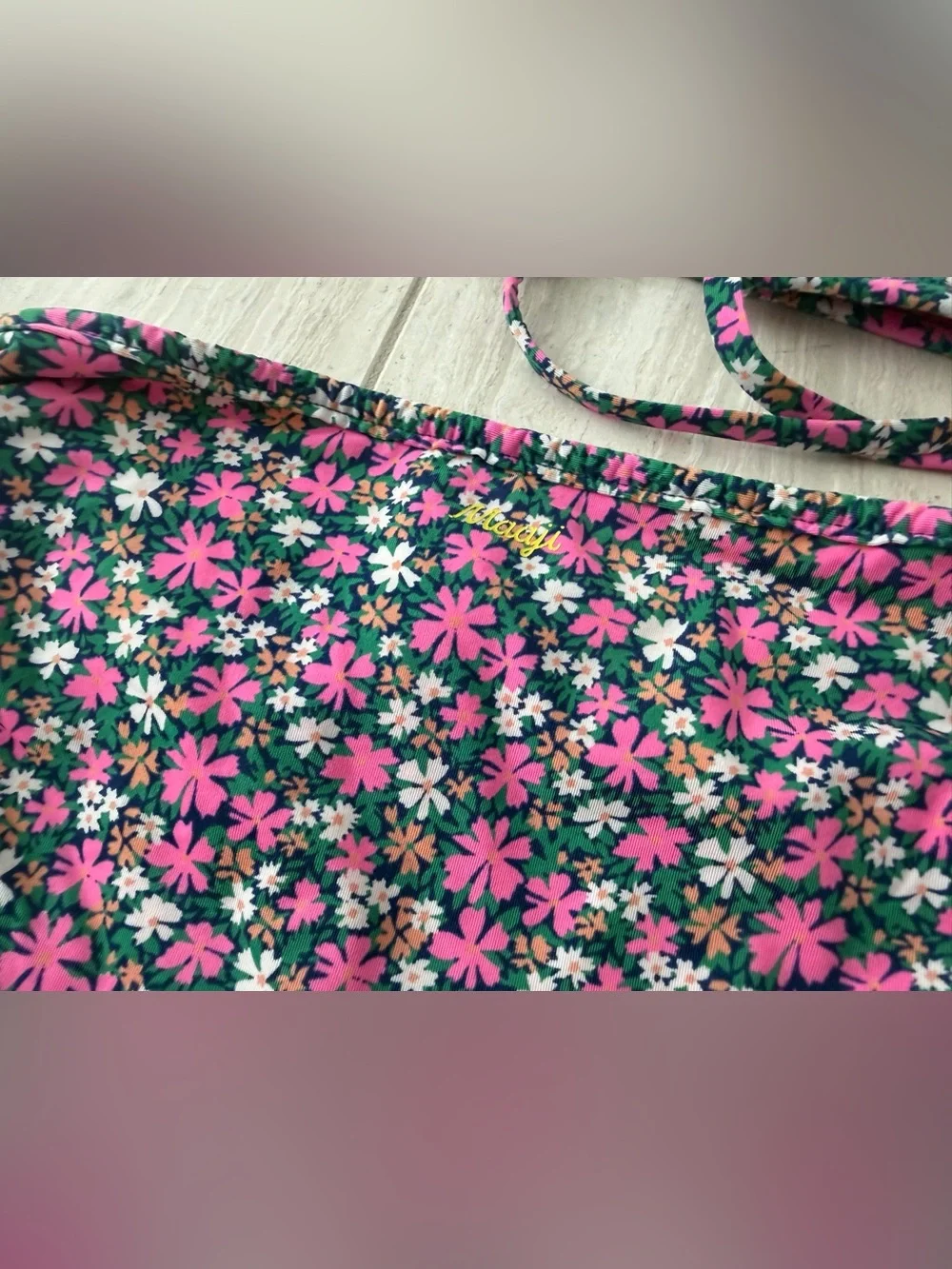 Maaji Kids One Piece Floral pink and Green Swimsuit, size 8